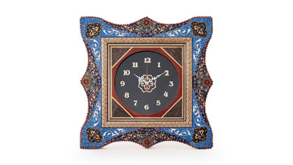 ساعت دیواری چهار گوش خاتم کاری و نقاشی تذهیب