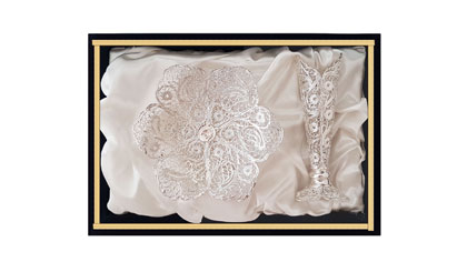 ست گلدان و شیرینی خوری ملیله کاری اصفهان