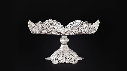 شیرینی خوری ملیله کاری پایه دار شش پر