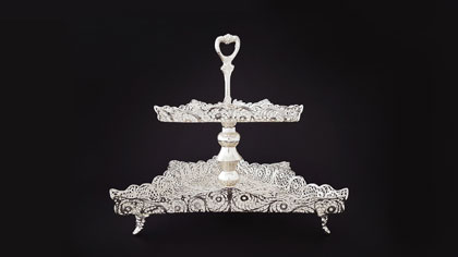 شیرینی خوری دو طبقه مسی ملیله کاری اصفهان