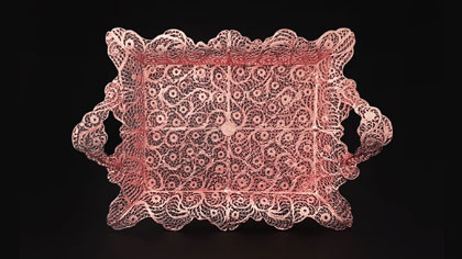 سینی مستطیل ملیله کاری آبکاری مسی